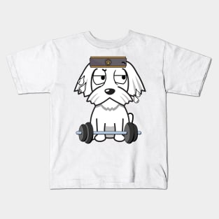 Cute white dog is exercising Kids T-Shirt